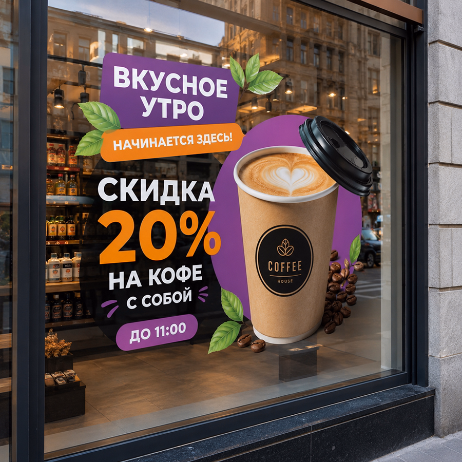 Пример работы — наклейка на витрину