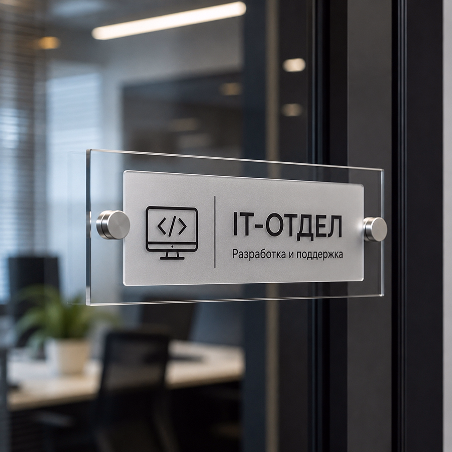 Пример работы — кабинетная табличка на стеклянной двери